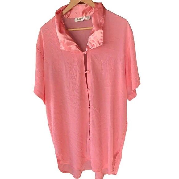 Vintage Victorias Secret Pink Button Up Top Small - Picture 1 of 7